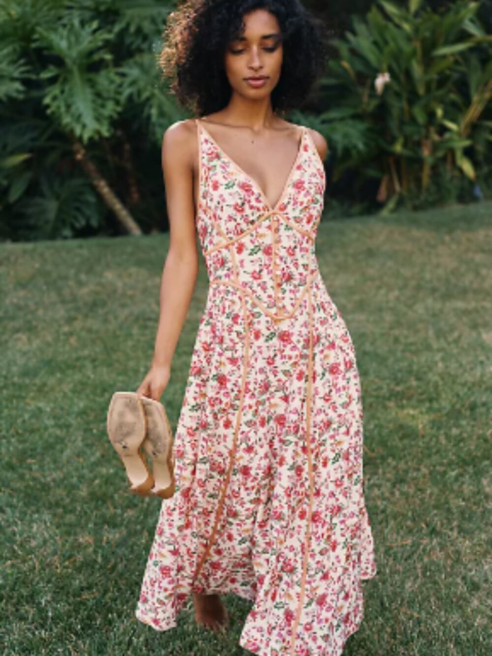 By Anthropologie Waisted Tipped Midi Dress - Size Small - NWT